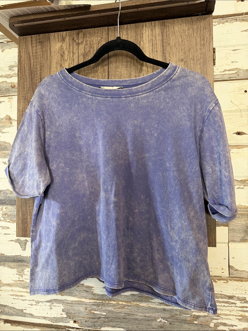 Zenana Outfitters Washed Lavender Crewneck Short Sleeve Tee